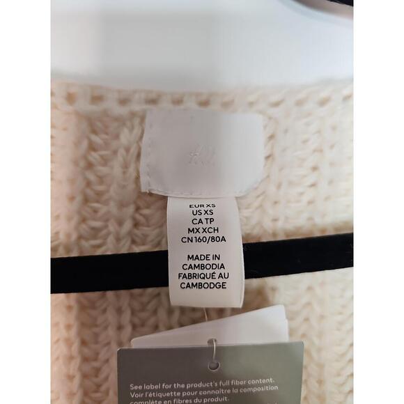 NWT H&M Cream Ribbed VNeck Long Sleeve Pullover Sweater XS - Picture 4 of 15